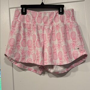 Love Fitness Medium Pineapple Pink Shorts Workout Lined Gym Sports Practice Run